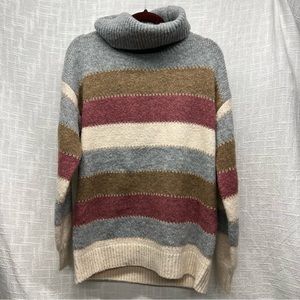 Hem & Thread Oversized Striped Turtleneck Sweater - Women's Size L